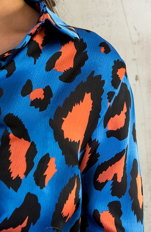 Leopard Blouse Kobalt Oranje – shoparchief, foto 6