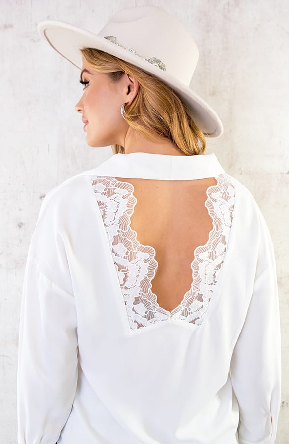 Low Back Lace Blouse Ecru – shoparchief, foto 6
