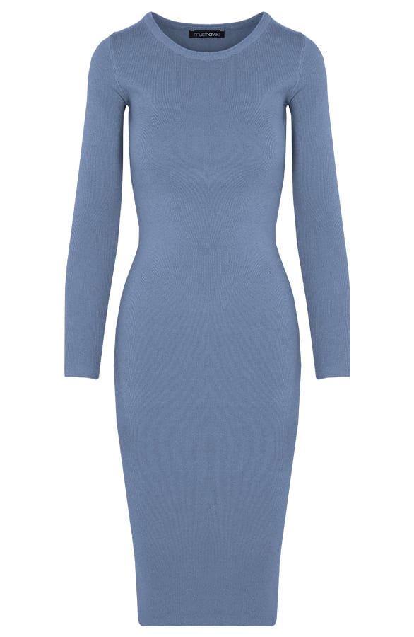 Midi Stretch Dress Jeansblauw – shoparchief, foto 1