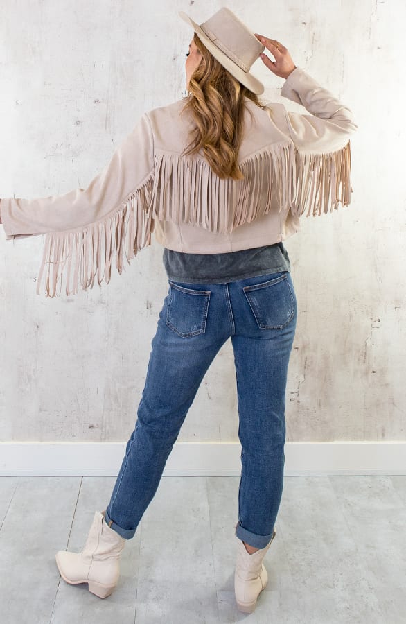 Fringe Jacket Oversized Beige – shoparchief, foto 8