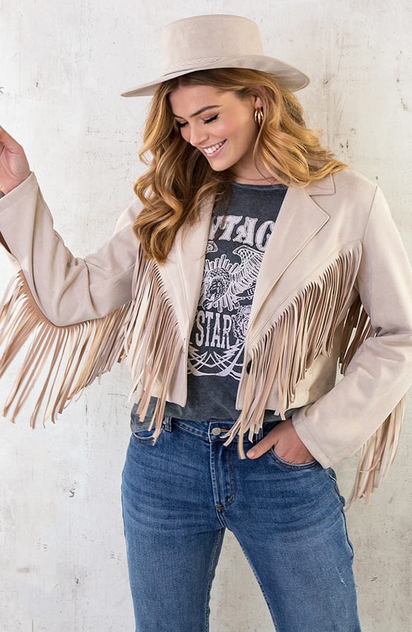 Fringe Jacket Oversized Beige – shoparchief, foto 1