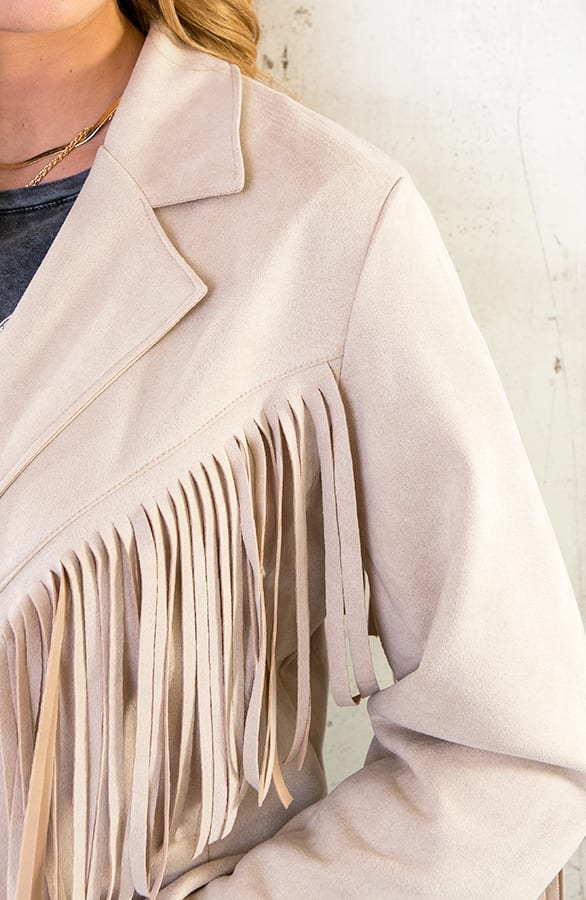 Fringe Jacket Oversized Beige – shoparchief, foto 6