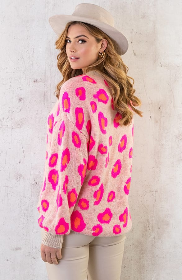 Oversized Leopard Trui Beige – shoparchief, foto 4