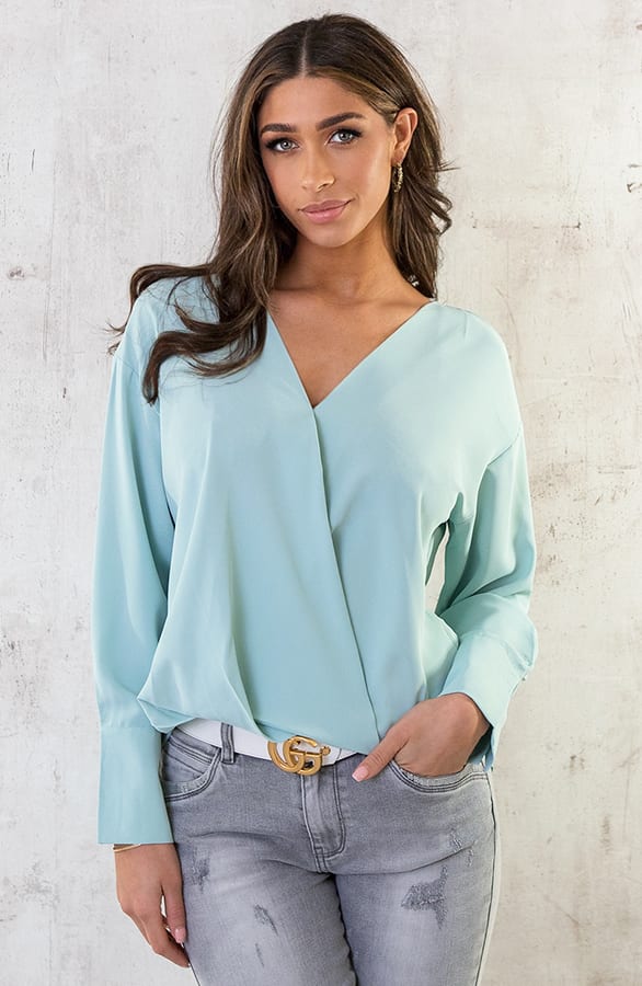 Overslag Blouse Met Kanten Rug Mint – shoparchief, foto 2