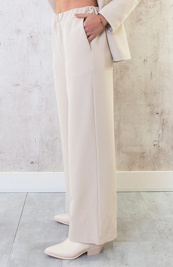 Palazzo Pants Dames Beige – shoparchief, foto 2