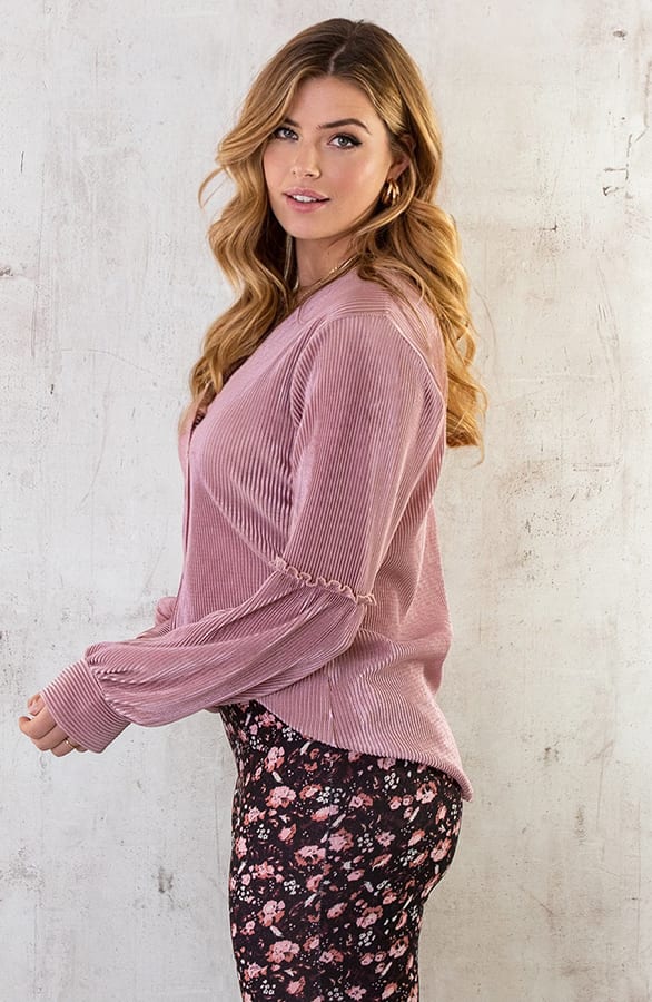 Plisse Blouse Met Ruches Mouw Dust Roze – shoparchief, foto 8