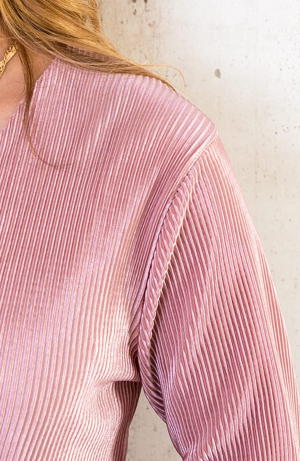 Plisse Blouse Met Ruches Mouw Dust Roze – shoparchief, foto 10