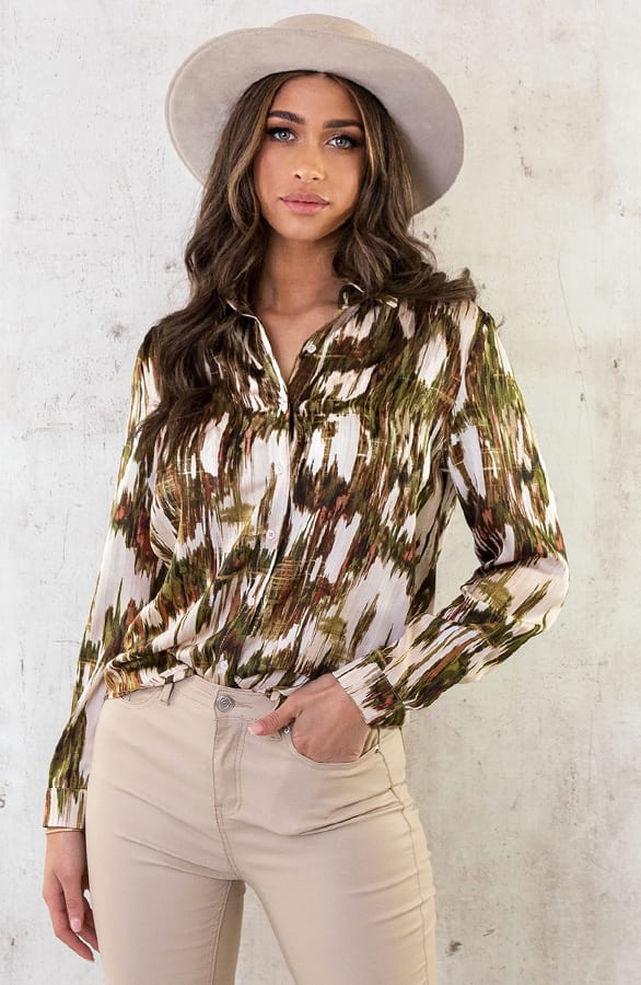 Silk Blouse Print Army – shoparchief, foto 2