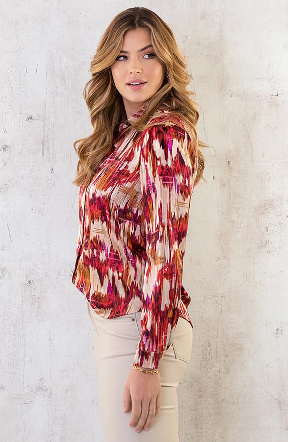 Silk Blouse Print Rood – shoparchief, foto 3