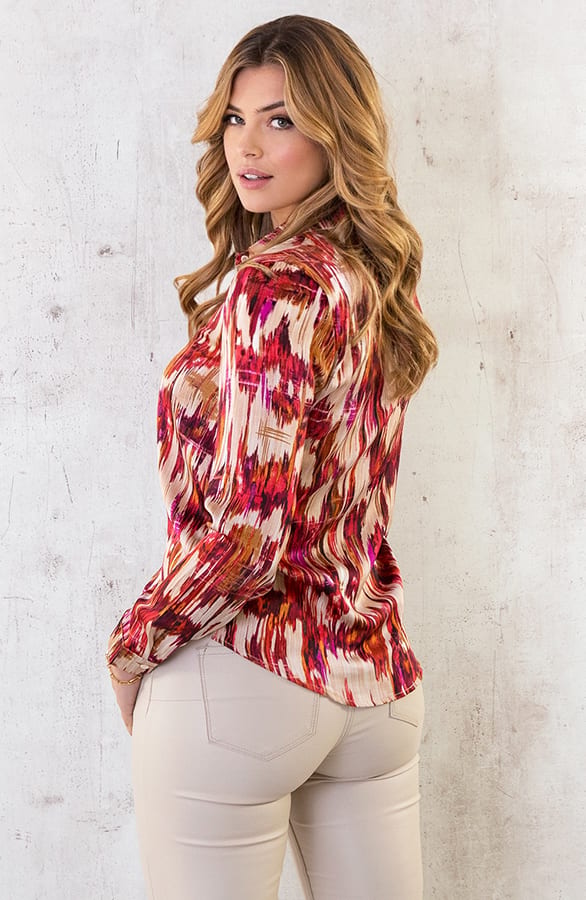 Silk Blouse Print Rood – shoparchief, foto 4