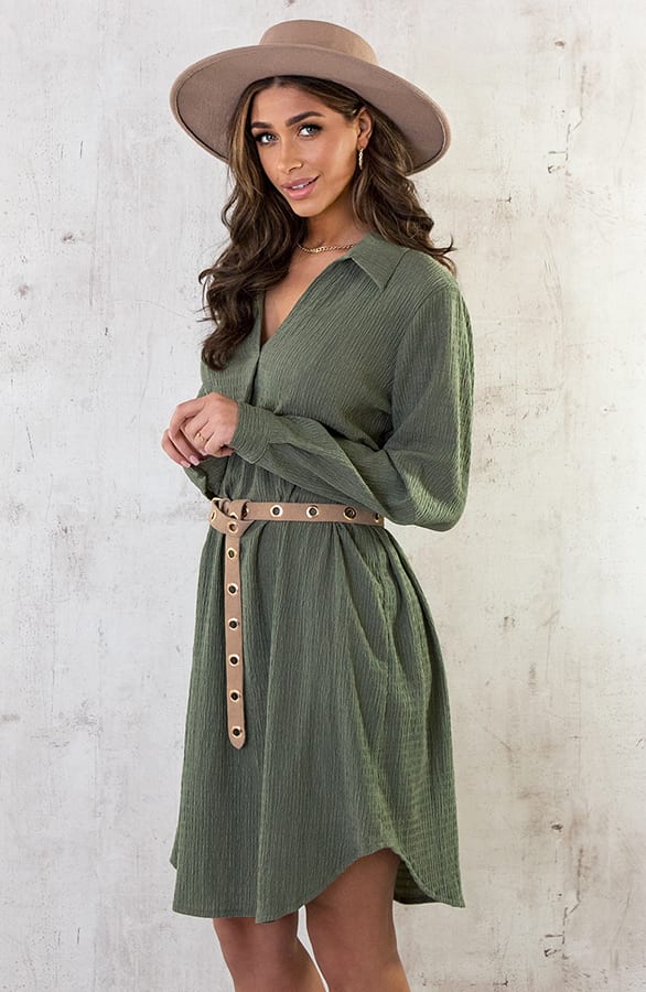 Smocked Blouse Dress Army – shoparchief, foto 8