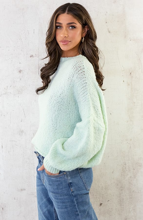 Soft Oversized Trui Mint – shoparchief, foto 3