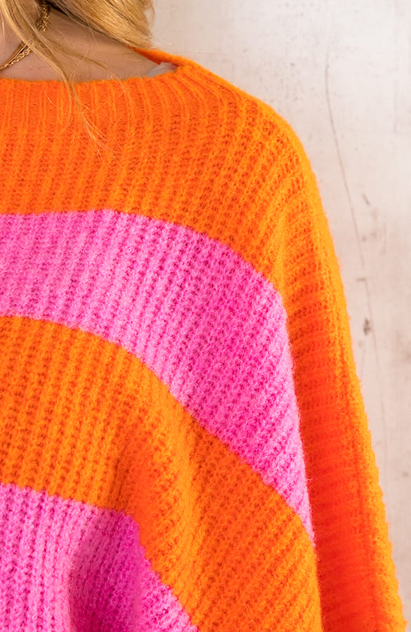 Strepen Trui Gebreid Roze Oranje – shoparchief, foto 6
