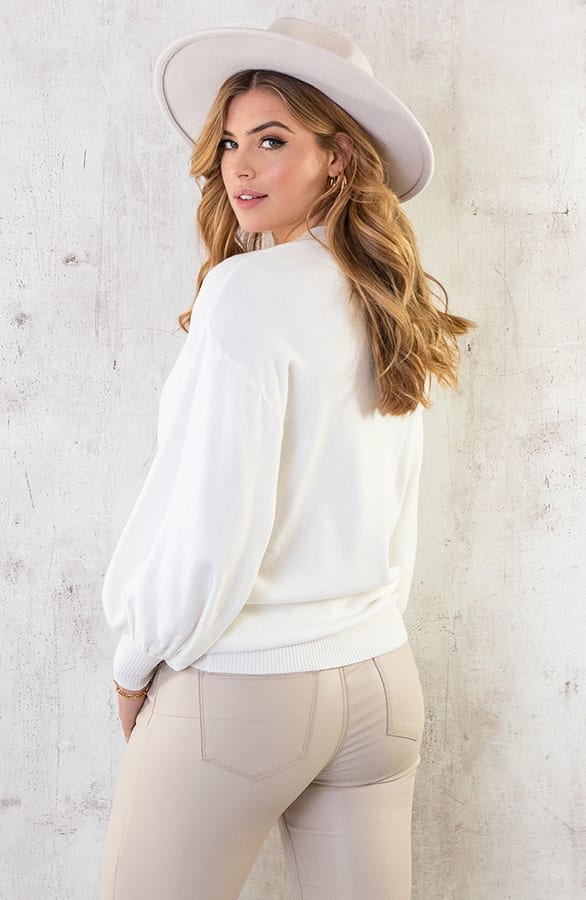 Pofmouwen Trui Ecru – shoparchief, foto 5