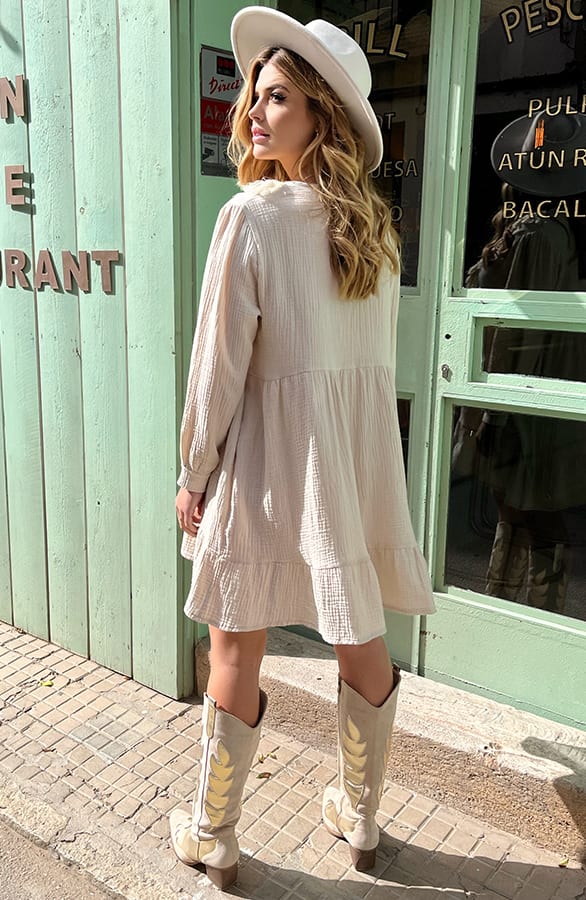 Boho Tuniek Mousseline Beige – shoparchief, foto 6