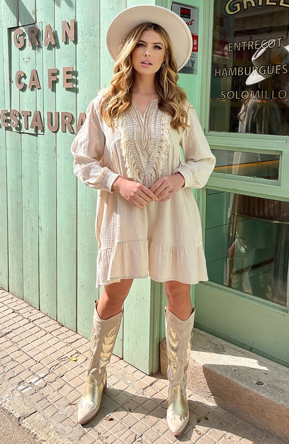 Boho Tuniek Mousseline Beige – shoparchief, foto 4