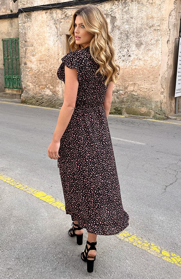 Cheetah Jurk Midi Zwart Koraal – shoparchief, foto 11