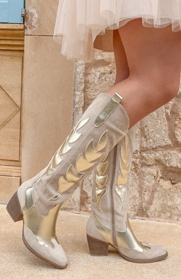 Cowboy Stiefel Gold Beige, Shoparchiv, Foto 1
