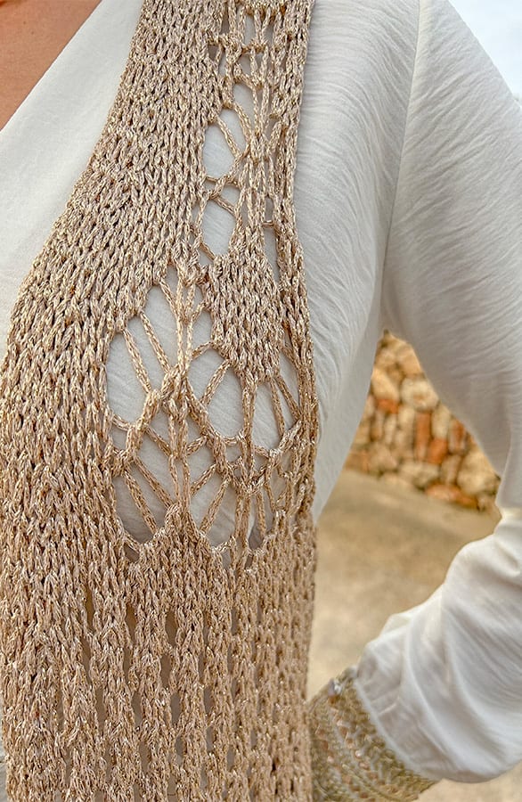 Gehaakt Gilet Fringe Lurex Goud – shoparchief, foto 7
