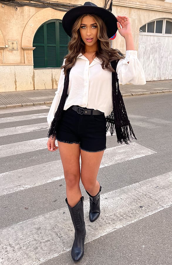 Gehaakt Gilet Fringe Zwart – shoparchief, foto 8