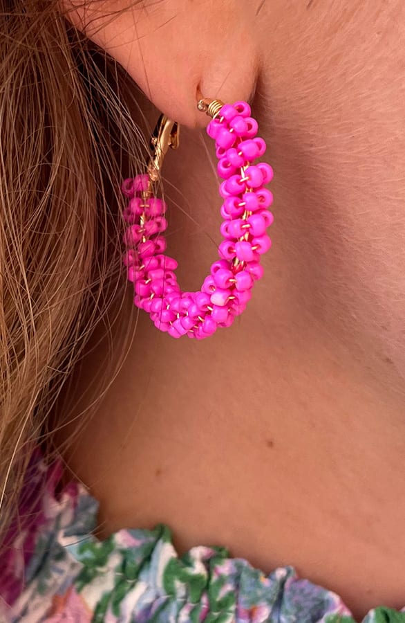 Kralen Oorbellen Fuchsia – shoparchief, foto 3