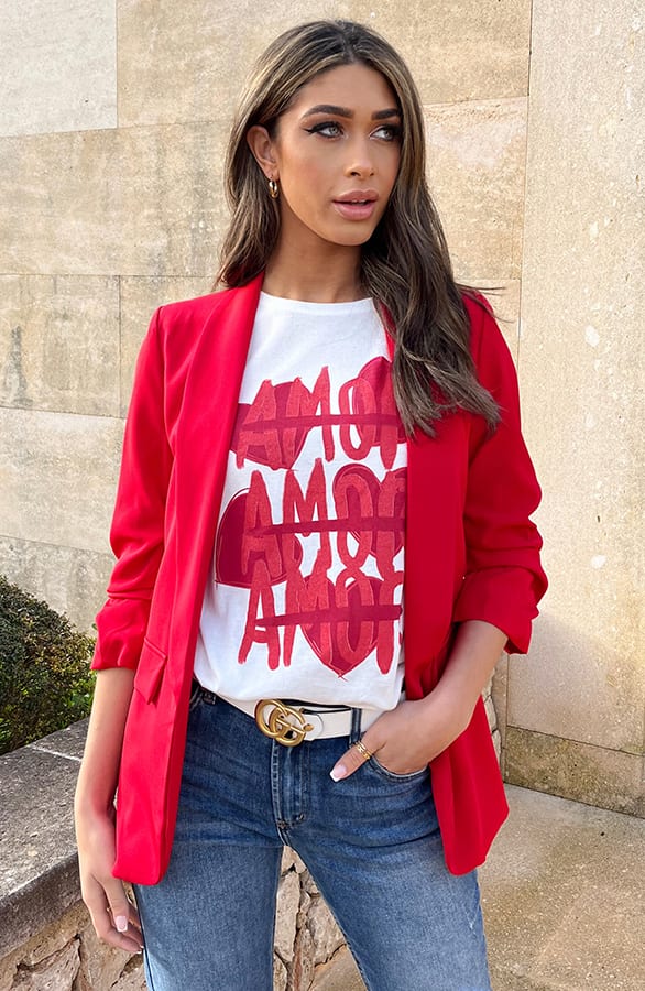 Amor Print Top Rood – shoparchief, foto 2