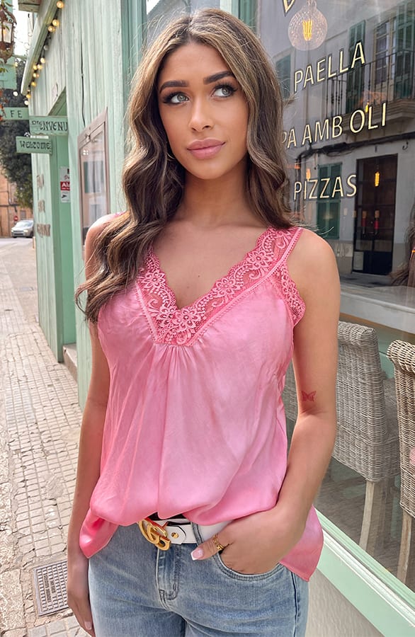 Luxury Kanten Top Light Fuchsia – shoparchief, foto 2
