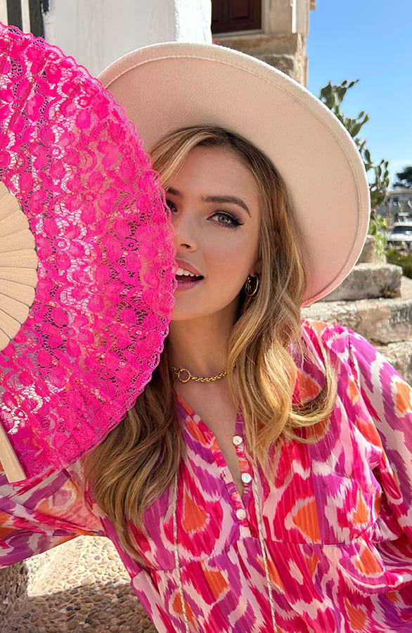 Maxi Oversized Jurk Print Fuchsia – shoparchief, foto 5