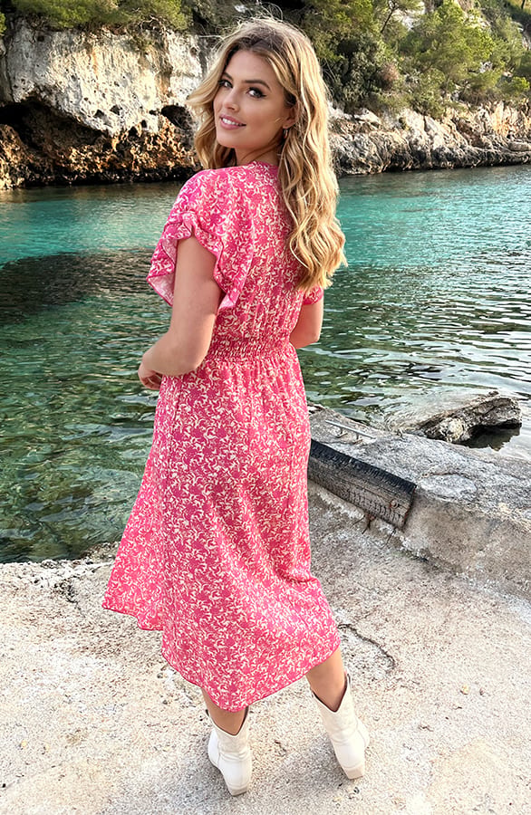 Maxi Ruffle Flower Jurk Roze – shoparchief, foto 5