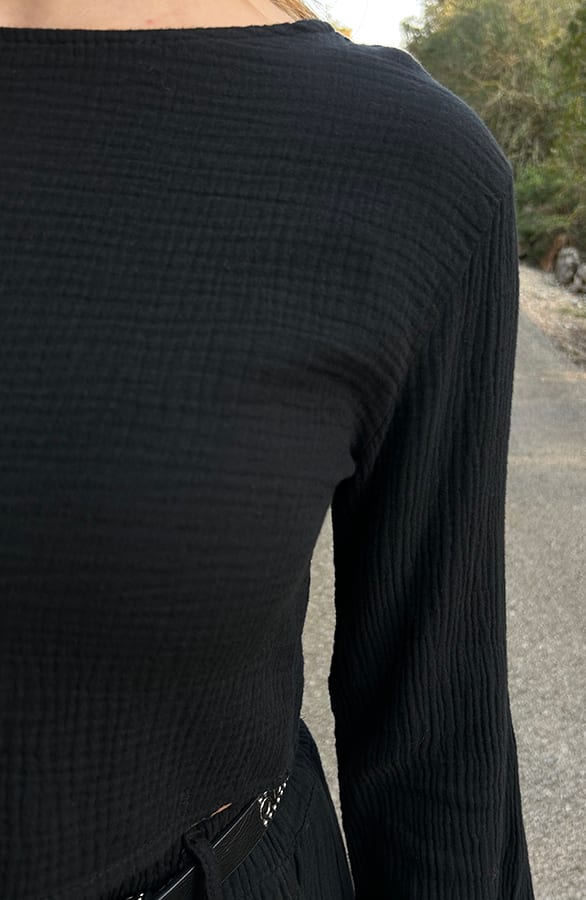 Mousseline Cropped Top Zwart – shoparchief, foto 5