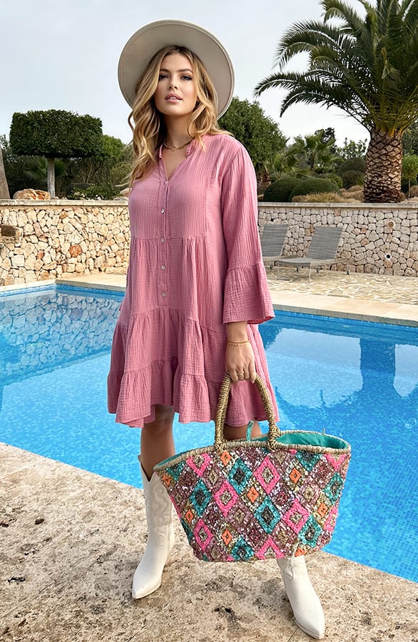 Mousseline Oversized Tuniek Dust Roze – shoparchief, foto 3