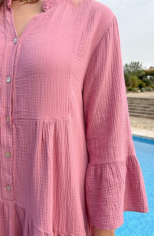 Mousseline Oversized Tuniek Dust Roze – shoparchief, foto 7