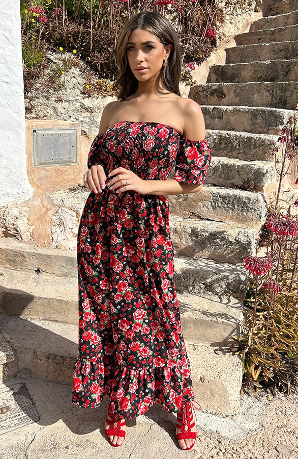 Off Shoulder Rozen Jurk – shoparchief, foto 6