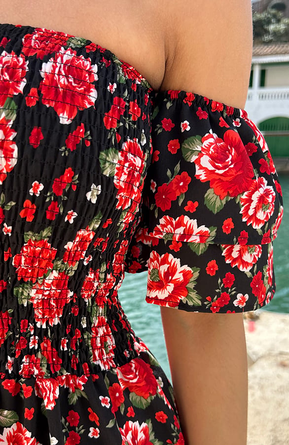Off Shoulder Rozen Jurk – shoparchief, foto 5
