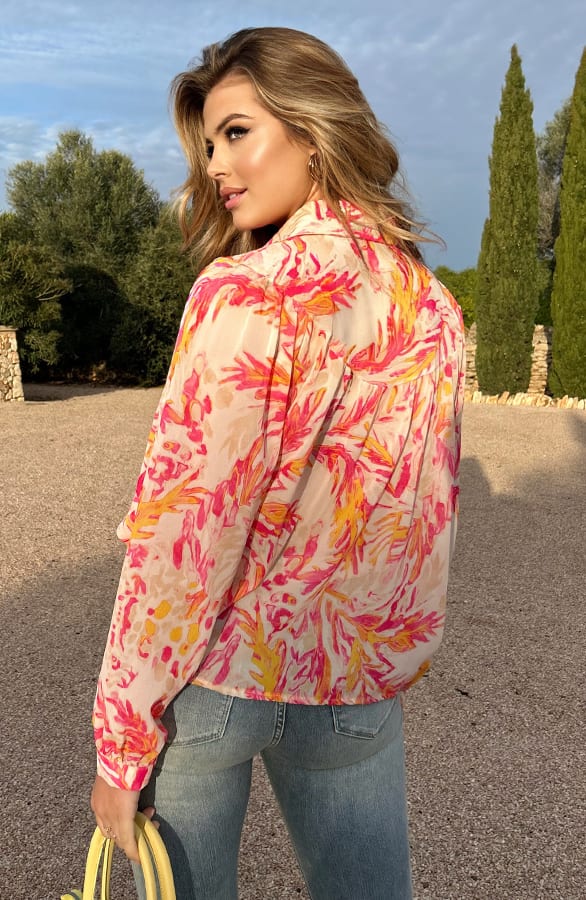 Oversized Leaves Blouse Fuchsia – shoparchief, foto 7