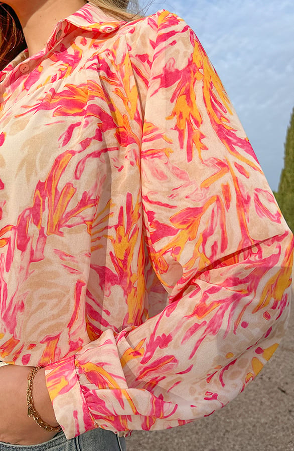 Oversized Leaves Blouse Fuchsia – shoparchief, foto 8