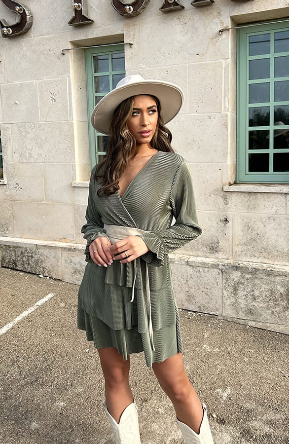 Plisse Laagjes Jurk Army – shoparchief, foto 8