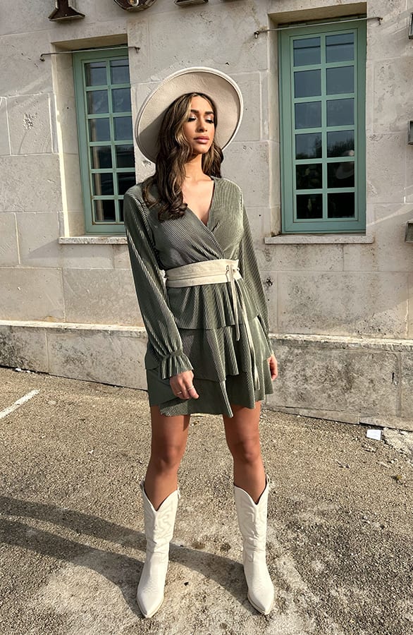 Plisse Laagjes Jurk Army – shoparchief, foto 9