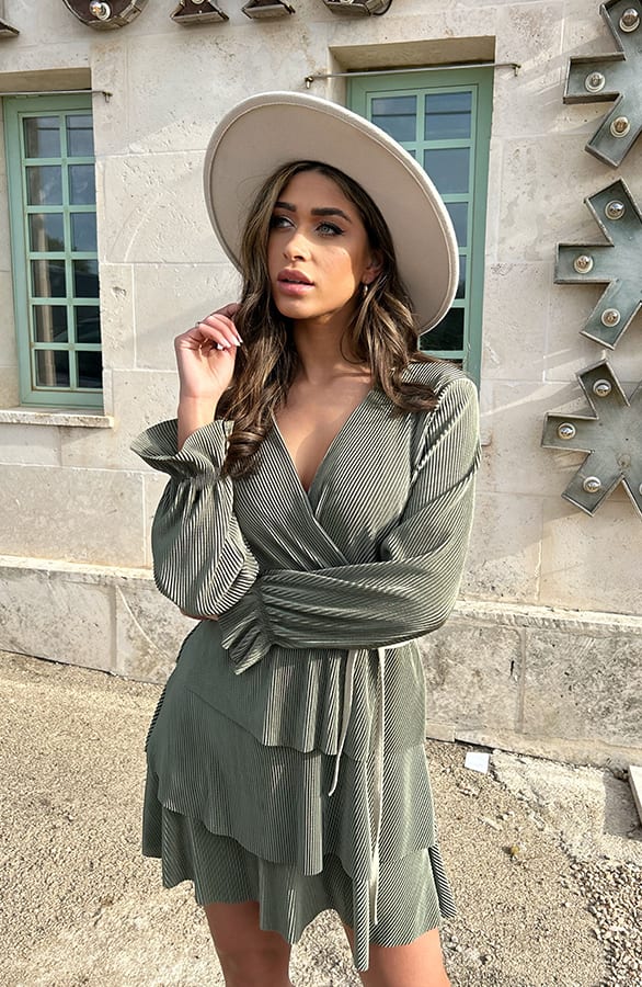 Plisse Laagjes Jurk Army – shoparchief, foto 3
