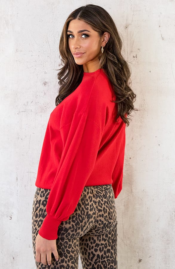 Pofmouwen Trui Rood – shoparchief, foto 4