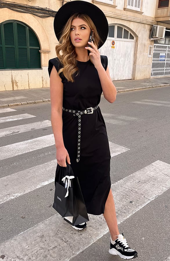 Schoudervulling Maxi Split Jurk – jurken, foto 7