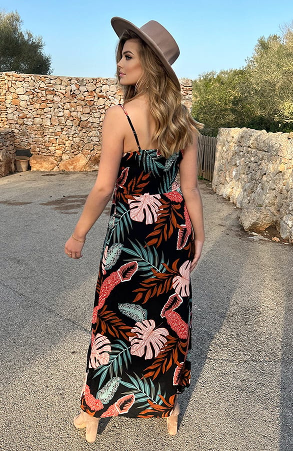 Spaghetti Maxi Jurk Tropic Zwart – shoparchief, foto 6