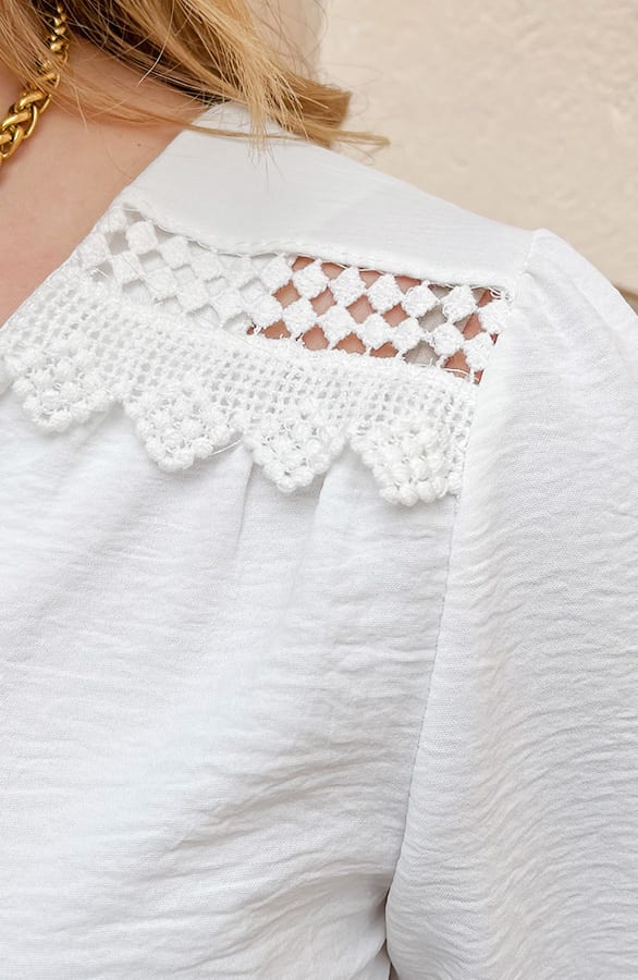 V-hals Boho Blouse Ecru – shoparchief, foto 12