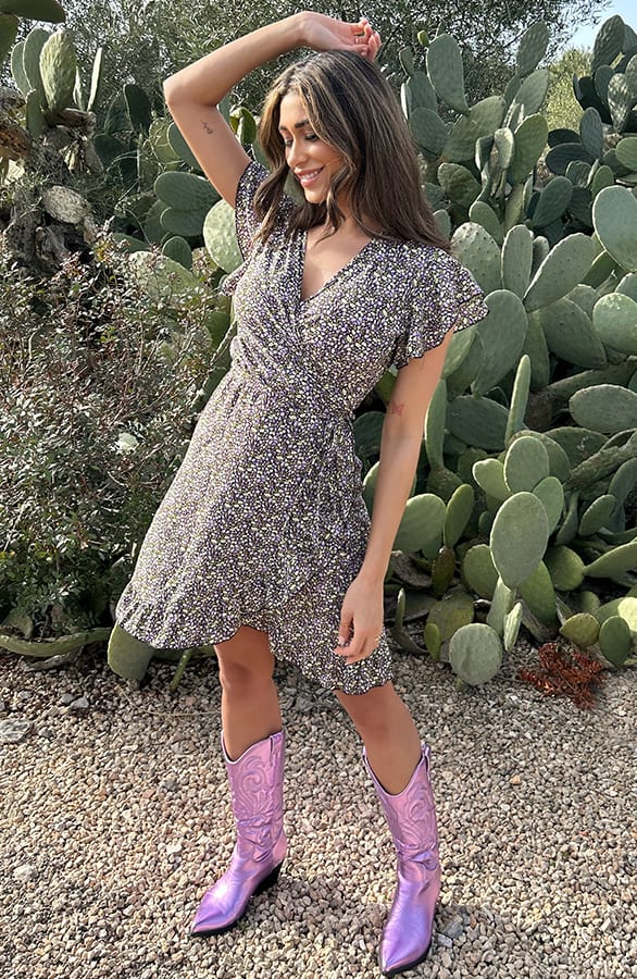 Wikkel Jurk Bloemen Paars – shoparchief, foto 9