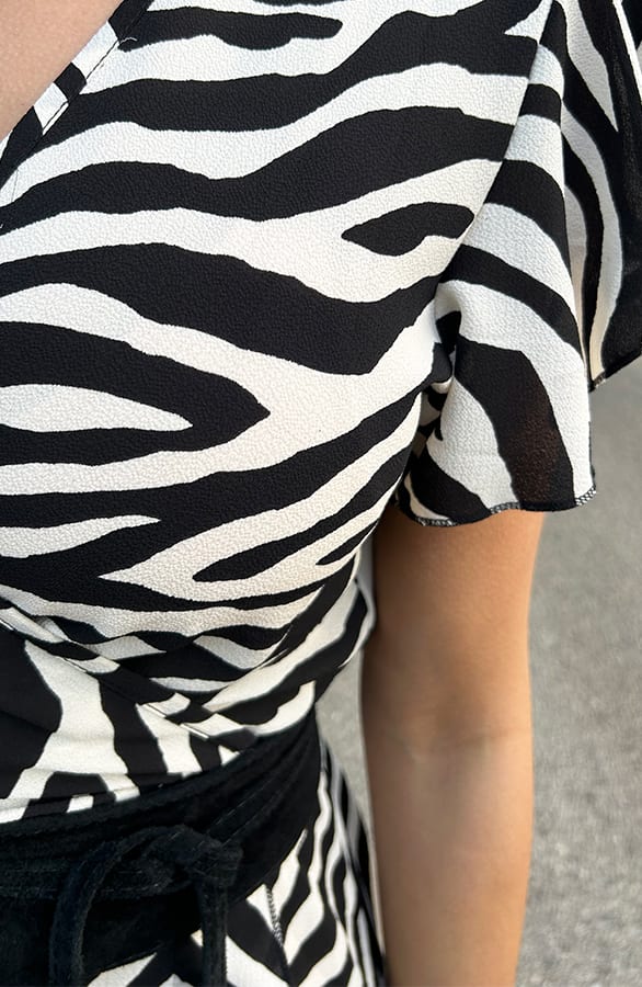 Wikkel Jurk Zebra Zwart Wit – sale, foto 11
