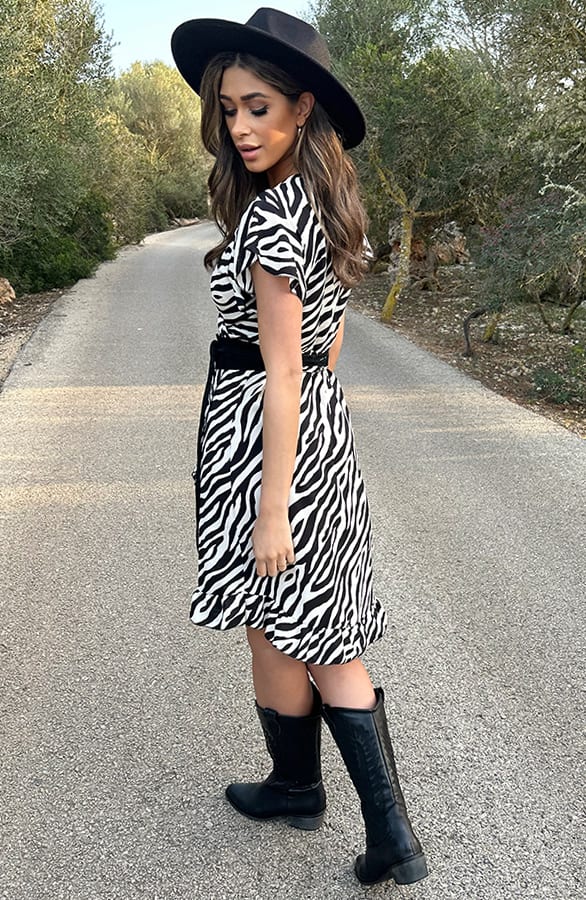 Wikkel Jurk Zebra Zwart Wit – sale, foto 6