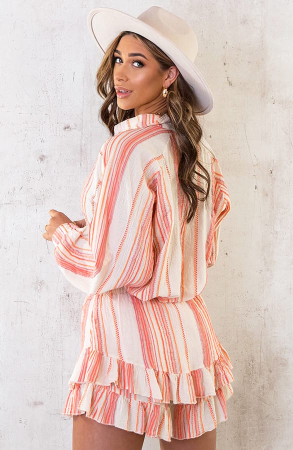 Oversized V-Hals Blouse Aztec Orange – shoparchief, foto 5