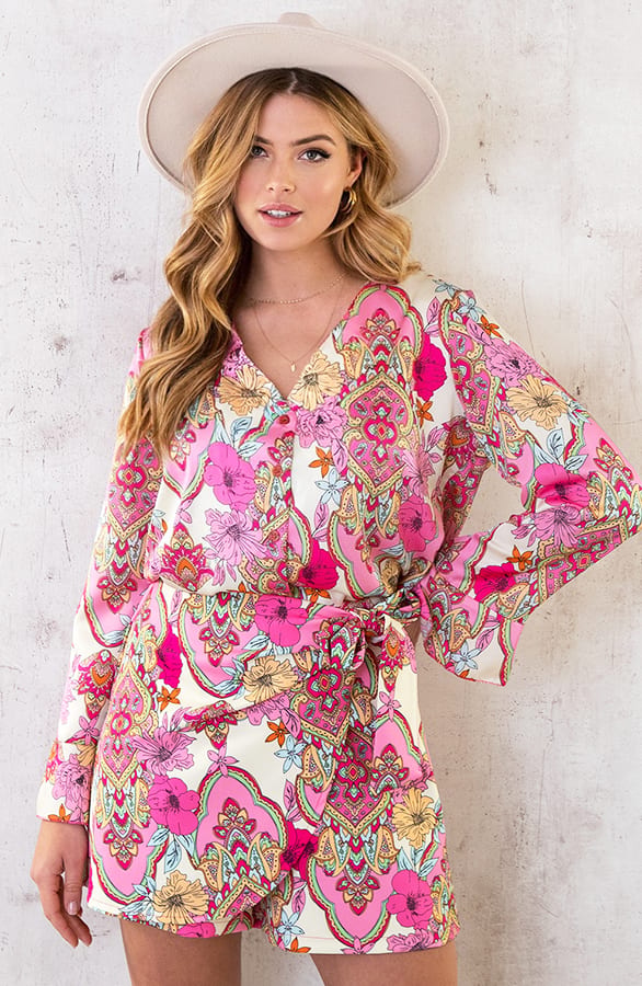 Bloemen Knopen Blouse Roze – shoparchief, foto 2