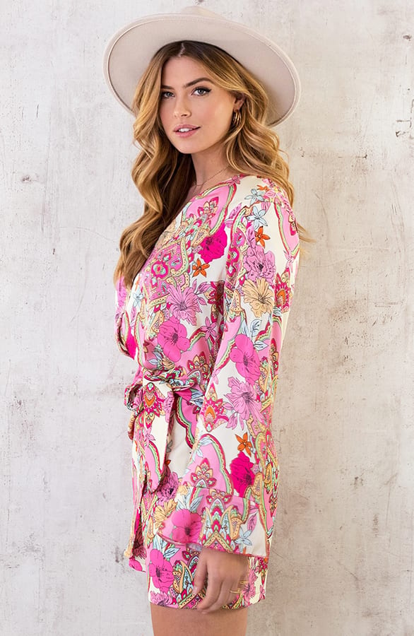 Bloemen Knopen Blouse Roze – shoparchief, foto 4