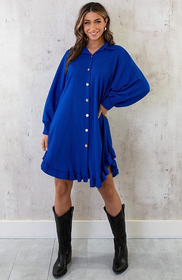 Blouse Jurk Oversized Kobalt – shoparchief, foto 3